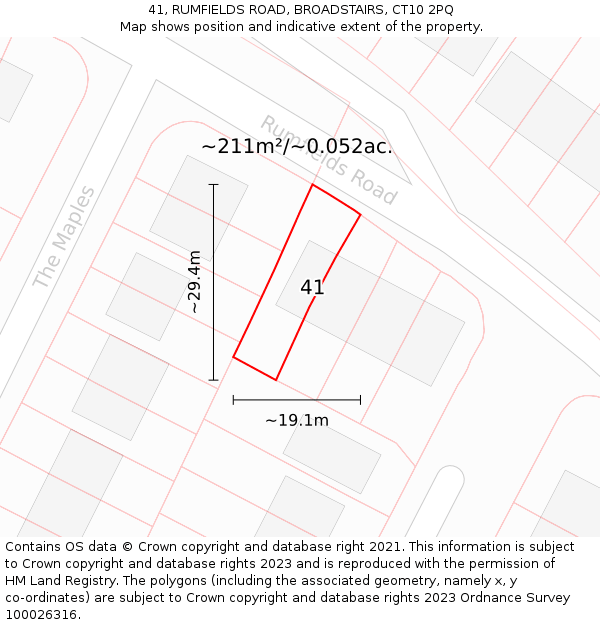 41, RUMFIELDS ROAD, BROADSTAIRS, CT10 2PQ: Plot and title map