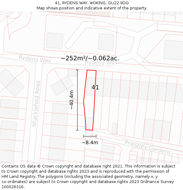 41, RYDENS WAY, WOKING, GU22 9DG: Plot and title map