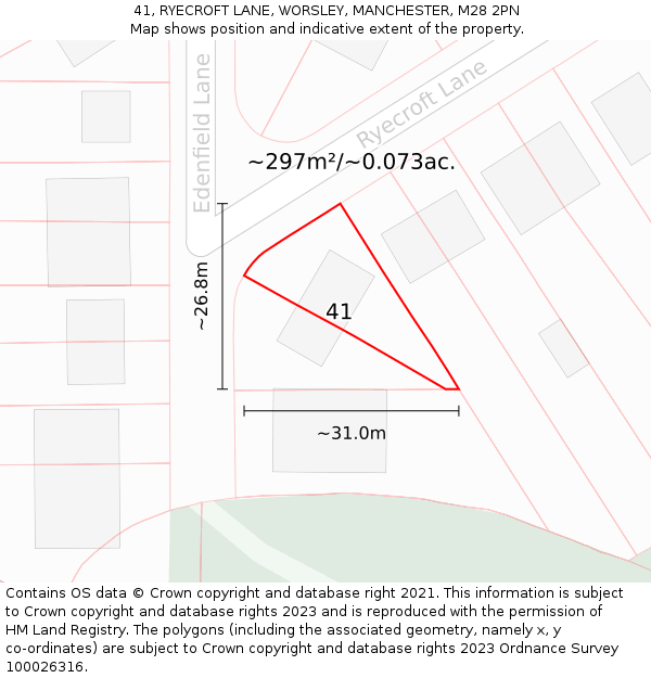 41, RYECROFT LANE, WORSLEY, MANCHESTER, M28 2PN: Plot and title map