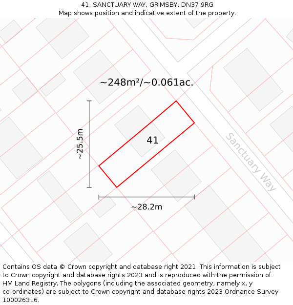 41, SANCTUARY WAY, GRIMSBY, DN37 9RG: Plot and title map