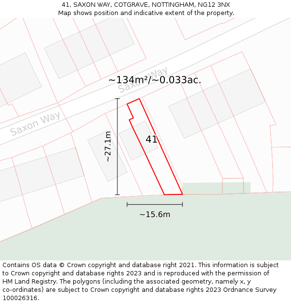 41, SAXON WAY, COTGRAVE, NOTTINGHAM, NG12 3NX: Plot and title map