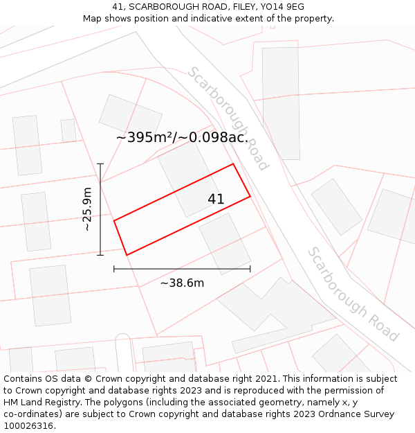 41, SCARBOROUGH ROAD, FILEY, YO14 9EG: Plot and title map