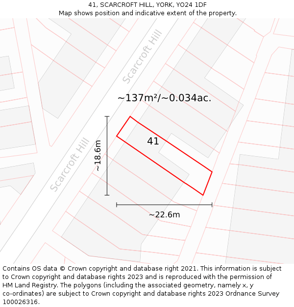41, SCARCROFT HILL, YORK, YO24 1DF: Plot and title map