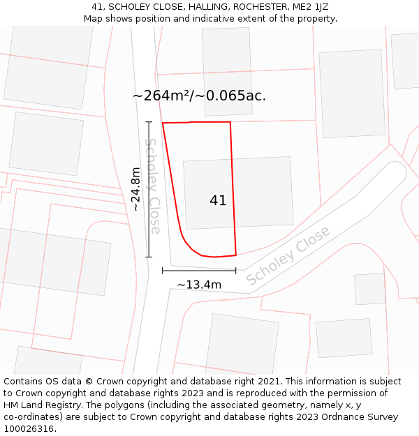 41, SCHOLEY CLOSE, HALLING, ROCHESTER, ME2 1JZ: Plot and title map