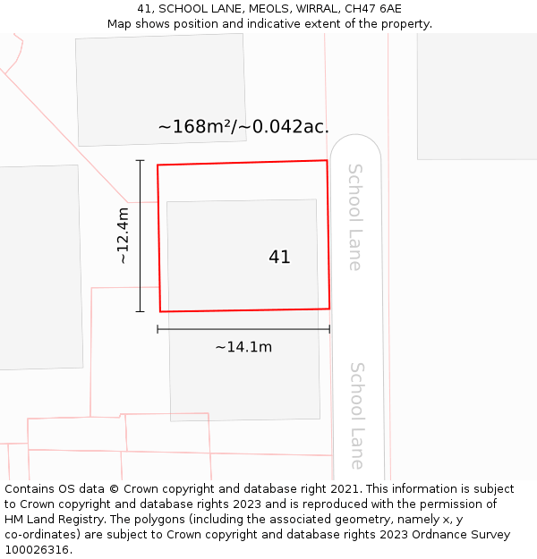 41, SCHOOL LANE, MEOLS, WIRRAL, CH47 6AE: Plot and title map