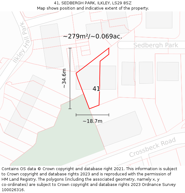 41, SEDBERGH PARK, ILKLEY, LS29 8SZ: Plot and title map