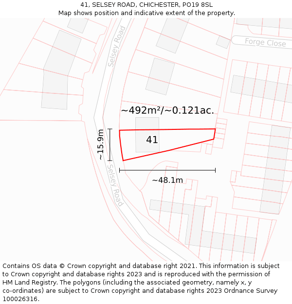 41, SELSEY ROAD, CHICHESTER, PO19 8SL: Plot and title map