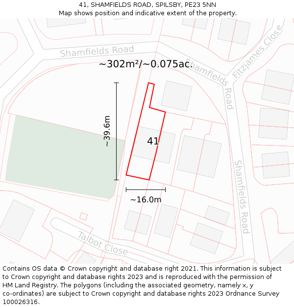 41, SHAMFIELDS ROAD, SPILSBY, PE23 5NN: Plot and title map