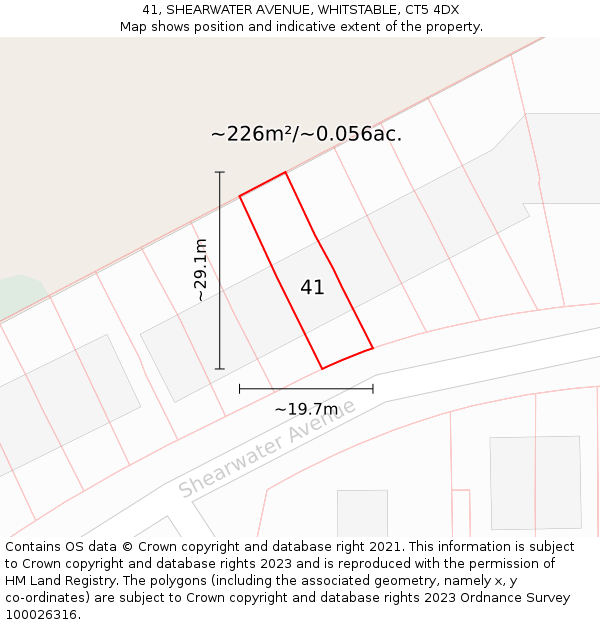 41, SHEARWATER AVENUE, WHITSTABLE, CT5 4DX: Plot and title map
