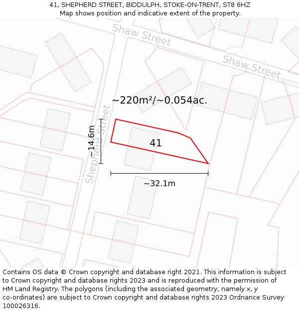 41, SHEPHERD STREET, BIDDULPH, STOKE-ON-TRENT, ST8 6HZ: Plot and title map
