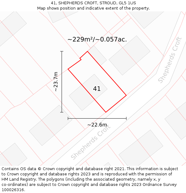 41, SHEPHERDS CROFT, STROUD, GL5 1US: Plot and title map