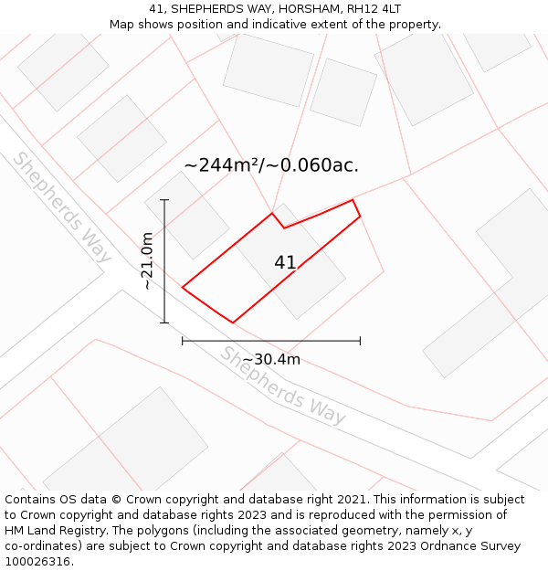 41, SHEPHERDS WAY, HORSHAM, RH12 4LT: Plot and title map