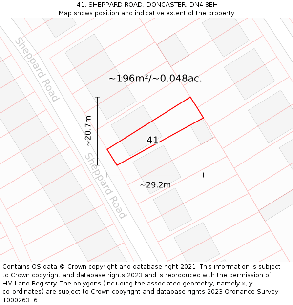 41, SHEPPARD ROAD, DONCASTER, DN4 8EH: Plot and title map