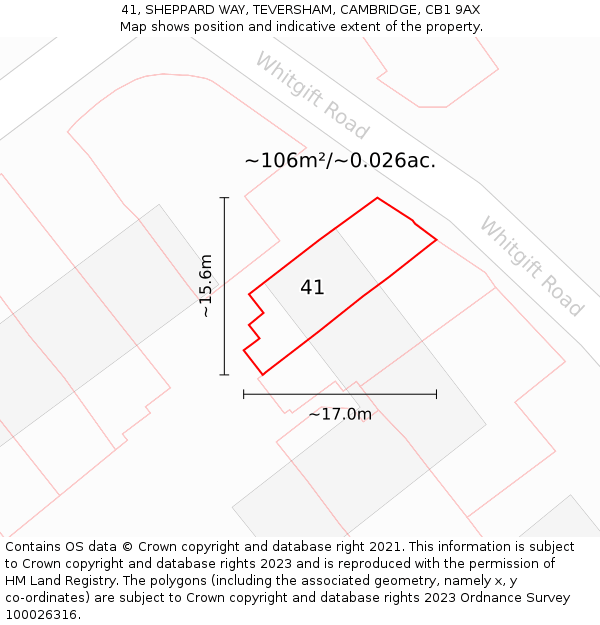 41, SHEPPARD WAY, TEVERSHAM, CAMBRIDGE, CB1 9AX: Plot and title map