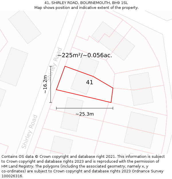 41, SHIRLEY ROAD, BOURNEMOUTH, BH9 1SL: Plot and title map