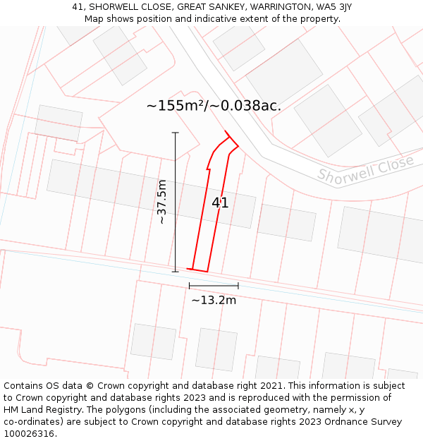 41, SHORWELL CLOSE, GREAT SANKEY, WARRINGTON, WA5 3JY: Plot and title map
