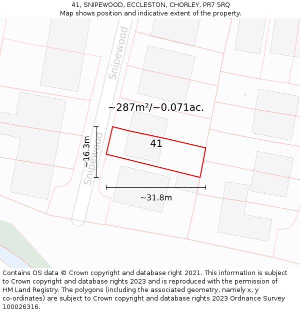 41, SNIPEWOOD, ECCLESTON, CHORLEY, PR7 5RQ: Plot and title map
