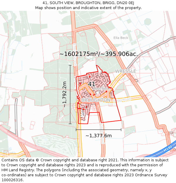41, SOUTH VIEW, BROUGHTON, BRIGG, DN20 0EJ: Plot and title map