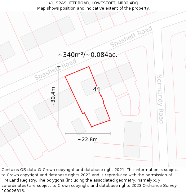 41, SPASHETT ROAD, LOWESTOFT, NR32 4DQ: Plot and title map