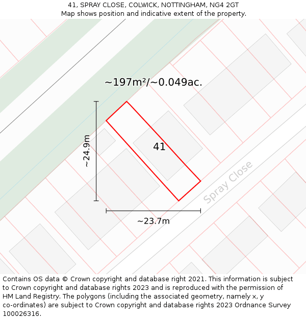 41, SPRAY CLOSE, COLWICK, NOTTINGHAM, NG4 2GT: Plot and title map