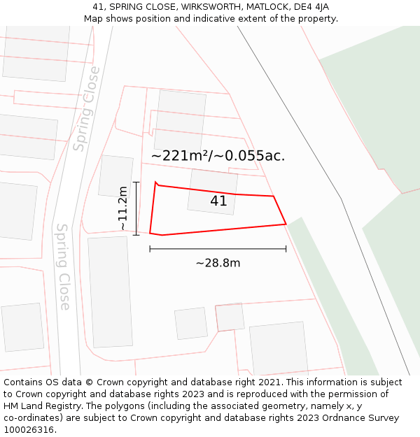 41, SPRING CLOSE, WIRKSWORTH, MATLOCK, DE4 4JA: Plot and title map