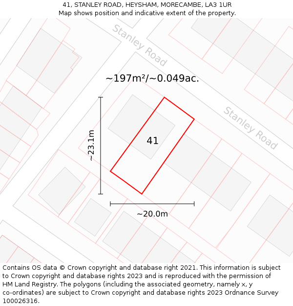 41, STANLEY ROAD, HEYSHAM, MORECAMBE, LA3 1UR: Plot and title map