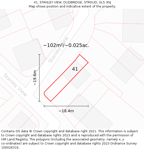 41, STANLEY VIEW, DUDBRIDGE, STROUD, GL5 3NJ: Plot and title map