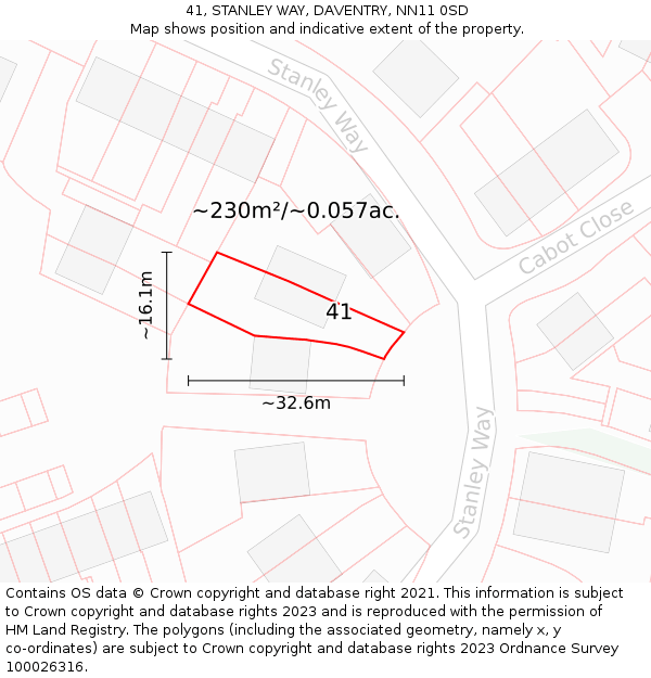 41, STANLEY WAY, DAVENTRY, NN11 0SD: Plot and title map