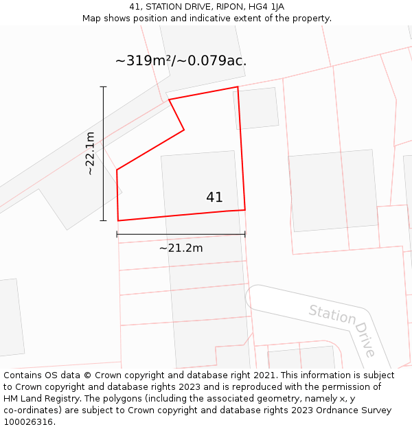 41, STATION DRIVE, RIPON, HG4 1JA: Plot and title map