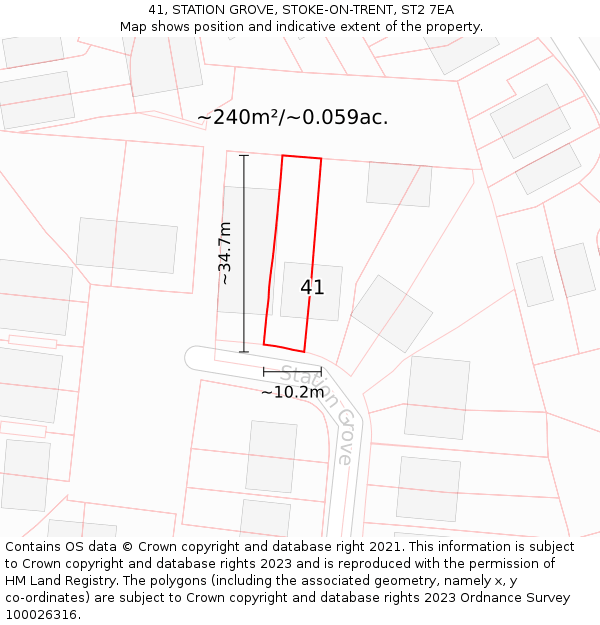 41, STATION GROVE, STOKE-ON-TRENT, ST2 7EA: Plot and title map