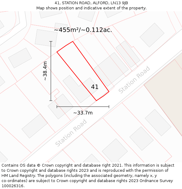 41, STATION ROAD, ALFORD, LN13 9JB: Plot and title map