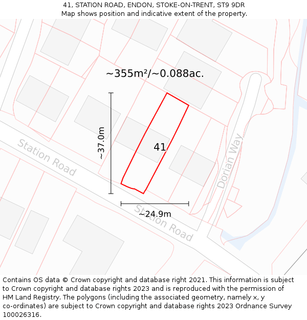 41, STATION ROAD, ENDON, STOKE-ON-TRENT, ST9 9DR: Plot and title map