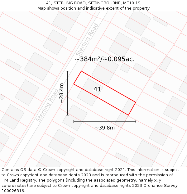 41, STERLING ROAD, SITTINGBOURNE, ME10 1SJ: Plot and title map