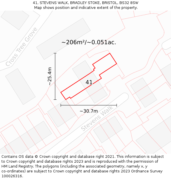 41, STEVENS WALK, BRADLEY STOKE, BRISTOL, BS32 8SW: Plot and title map