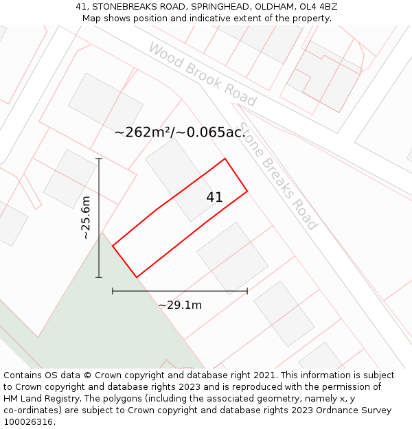 41, STONEBREAKS ROAD, SPRINGHEAD, OLDHAM, OL4 4BZ: Plot and title map