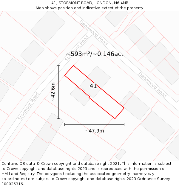 41, STORMONT ROAD, LONDON, N6 4NR: Plot and title map
