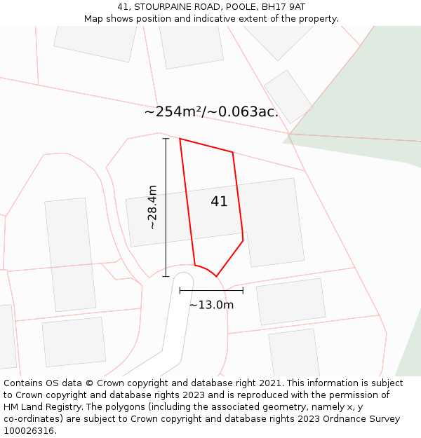 41, STOURPAINE ROAD, POOLE, BH17 9AT: Plot and title map