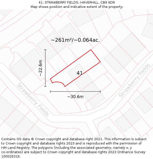 41, STRAWBERRY FIELDS, HAVERHILL, CB9 9DR: Plot and title map