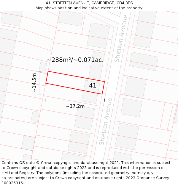 41, STRETTEN AVENUE, CAMBRIDGE, CB4 3ES: Plot and title map