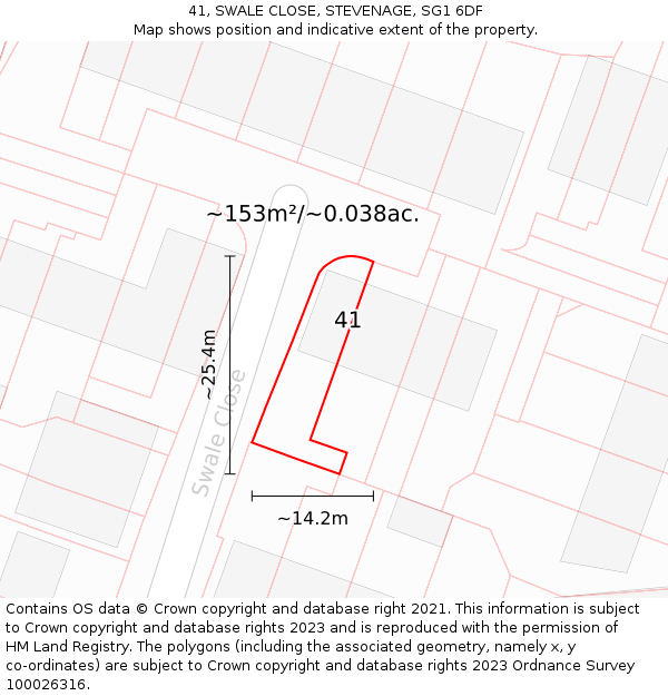 41, SWALE CLOSE, STEVENAGE, SG1 6DF: Plot and title map