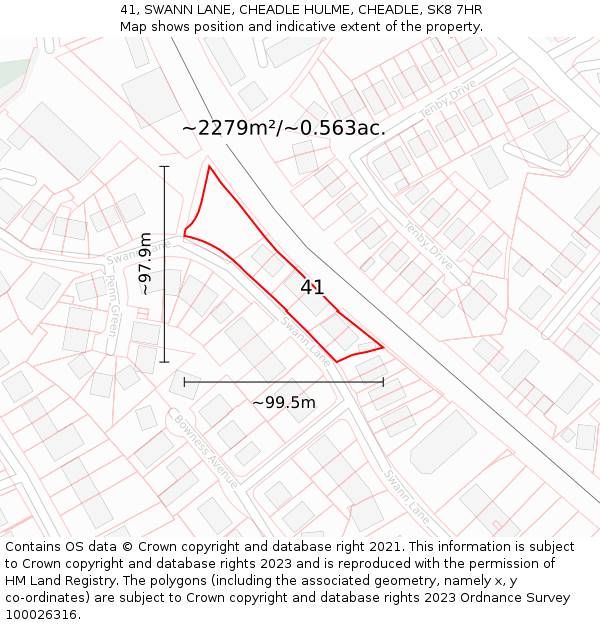 41, SWANN LANE, CHEADLE HULME, CHEADLE, SK8 7HR: Plot and title map