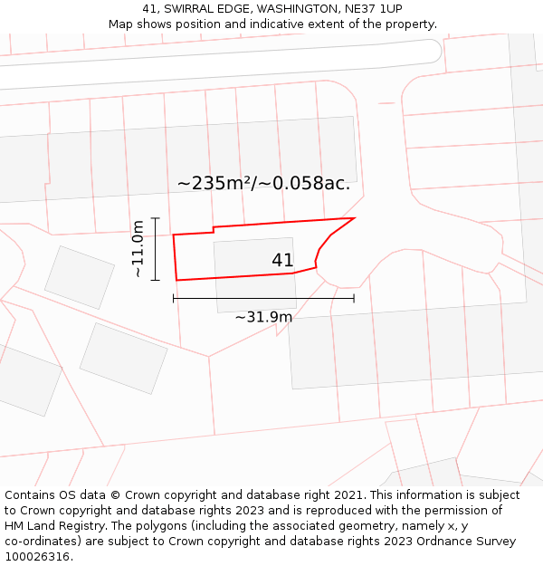 41, SWIRRAL EDGE, WASHINGTON, NE37 1UP: Plot and title map