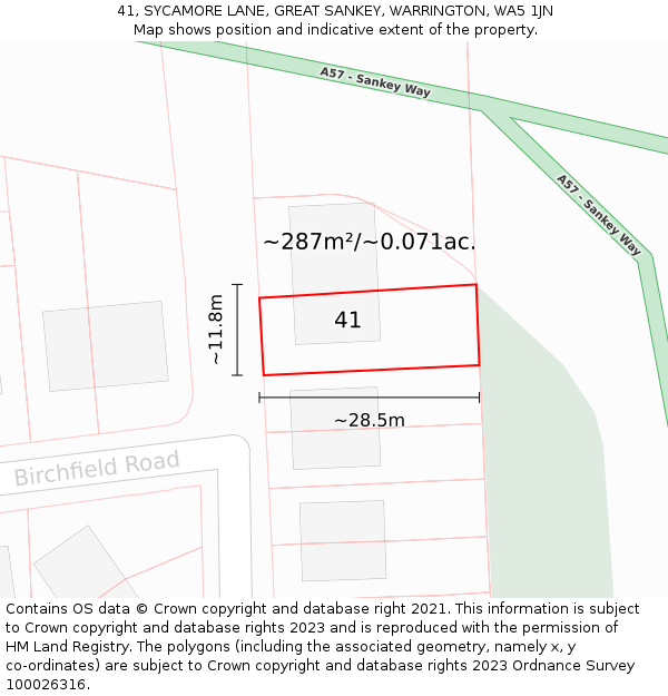 41, SYCAMORE LANE, GREAT SANKEY, WARRINGTON, WA5 1JN: Plot and title map