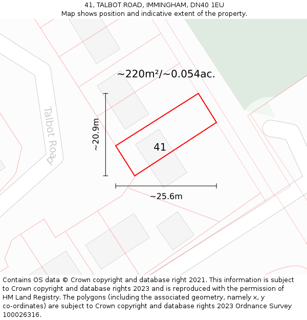 41, TALBOT ROAD, IMMINGHAM, DN40 1EU: Plot and title map