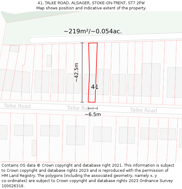 41, TALKE ROAD, ALSAGER, STOKE-ON-TRENT, ST7 2PW: Plot and title map