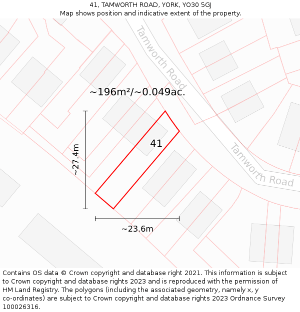 41, TAMWORTH ROAD, YORK, YO30 5GJ: Plot and title map