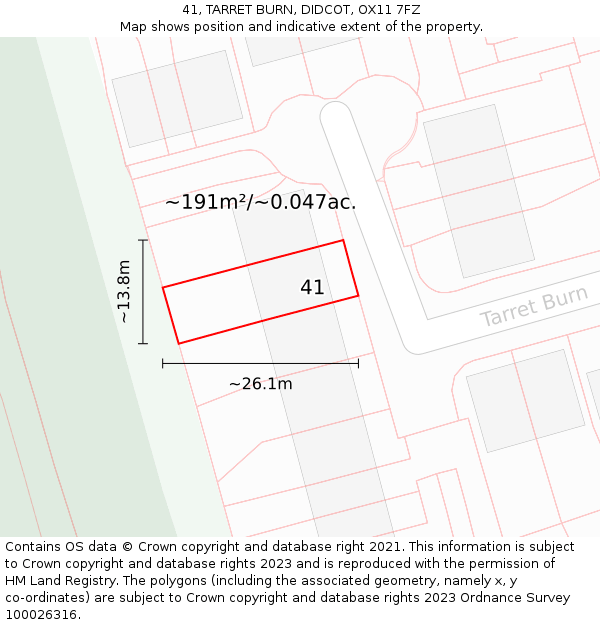 41, TARRET BURN, DIDCOT, OX11 7FZ: Plot and title map