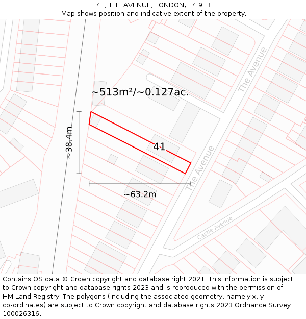 41, THE AVENUE, LONDON, E4 9LB: Plot and title map