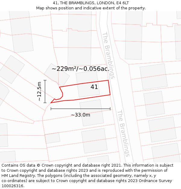 41, THE BRAMBLINGS, LONDON, E4 6LT: Plot and title map