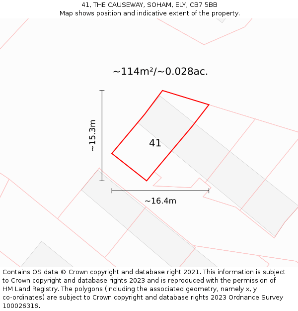 41, THE CAUSEWAY, SOHAM, ELY, CB7 5BB: Plot and title map
